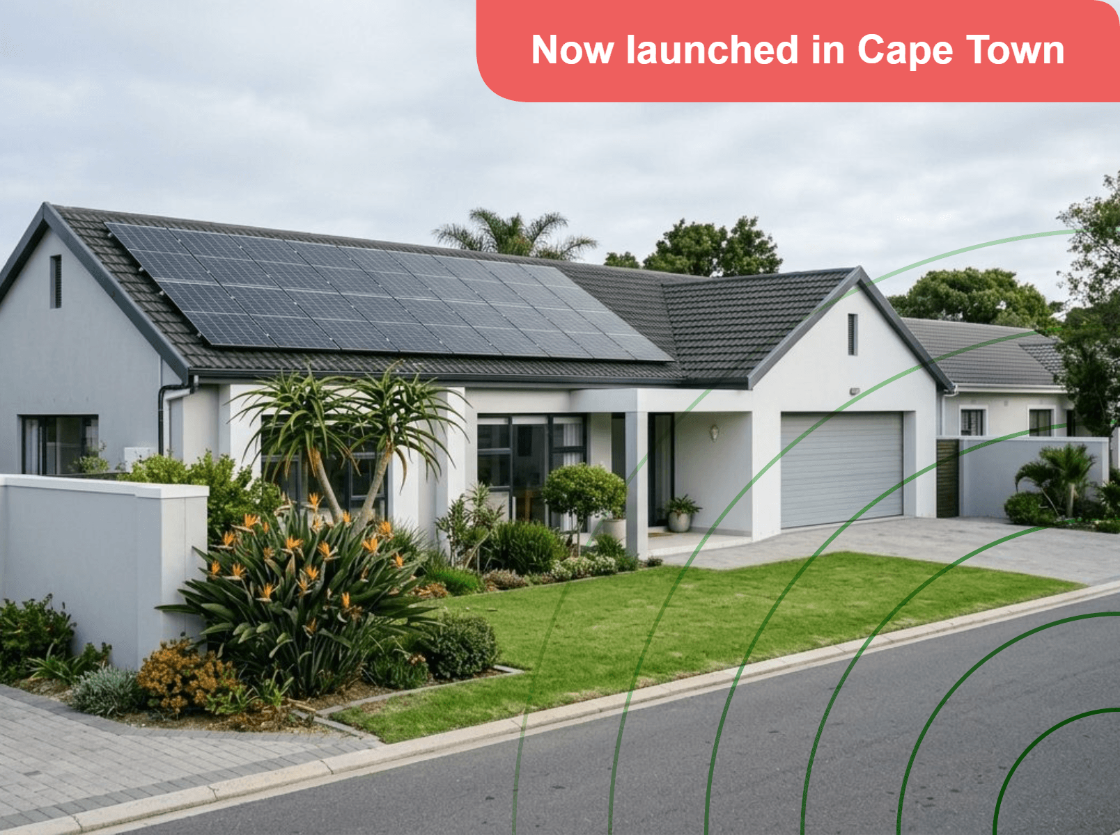 South African home with rooftop solar panels